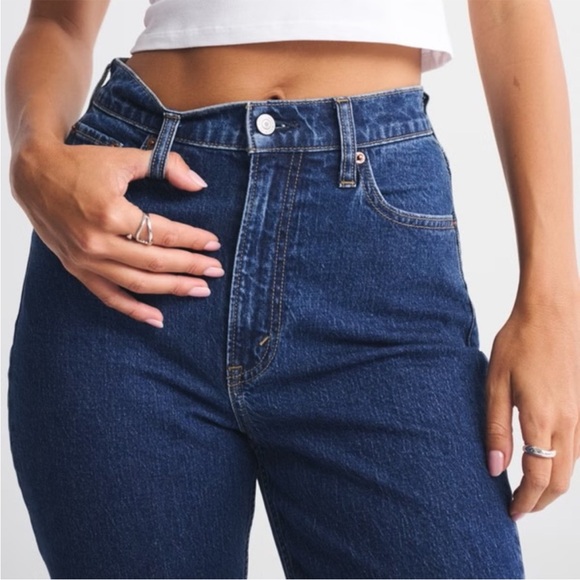 Abercrombie The Ankle Straight Ultra High Rise Curve Love Jeans Dark Wash 00 24 - Picture 9 of 9